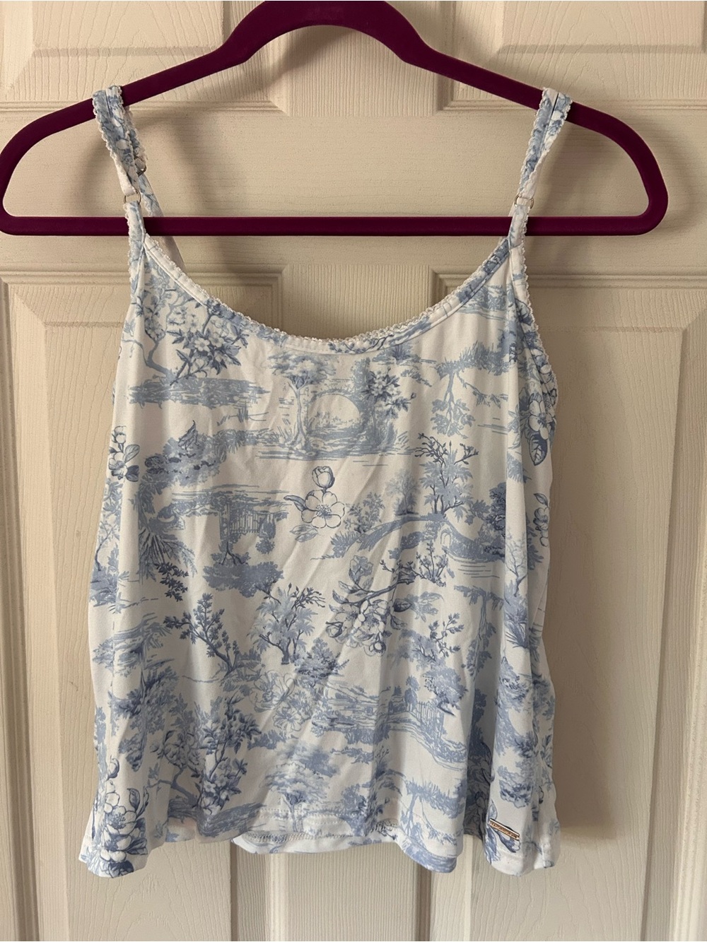 Tahari White and Light Blue Toile Camisole